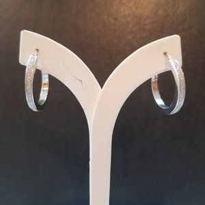 Sterling Silver Glitter Hoop Earring, 1"